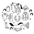 Doodle horse collection line art element clipart Royalty Free Stock Photo