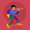 cornet player vector stock Illustration, Jazz Music Vector, cornet vector Royalty Free Stock Photo