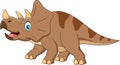 Cute triceratop cartoon smiling. Cute dinosaur cartoon illustration.