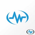 trading rhythm heartbeat like letter W initial font ellipse swoosh. Related business hospital