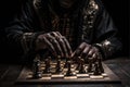 Close up of a chess player playing a game of chess