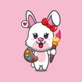 bunny painter cartoon vector illustration. Royalty Free Stock Photo