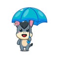 donkey holding umbrella cartoon vector illustration. Royalty Free Stock Photo