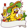 Mexican banner with tequila worm. Vector illustration