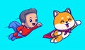 Free vector cute boy super hero flying cartoon vector icon illustration. people holiday icon concepte Royalty Free Stock Photo