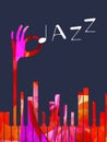 Live piano jazz concert poster with dark background Royalty Free Stock Photo