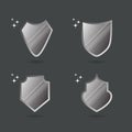 collection of glowing black shield symbols of various shapes. simple, modern and minimal concept Royalty Free Stock Photo