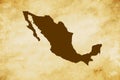 Brown map of Country Mexico isolated on old paper grunge texture background - vector