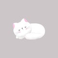 Cute white cat sleeping watercolor vector illustration. Royalty Free Stock Photo