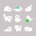 Set of collection group Cute white cat watercolor vector illustratio.