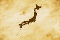 Brown map of Country Japan isolated on old paper grunge texture background - vector
