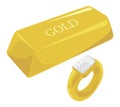 The Gold Bar and Jewelry Vector Illustration Royalty Free Stock Photo