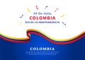 20th July Colombia Independence Day background with wavy flag