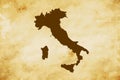 Brown map of Country Italy isolated on old paper grunge texture background - vector