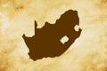 Brown map of Country South Africa isolated on old paper grunge texture background - vector Royalty Free Stock Photo