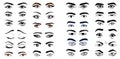 Hand drawn beautiful female and male eyes set collection