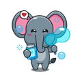 cute elephant blowing bubbles cartoon vector illustration. Royalty Free Stock Photo