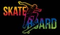 Skateboard Text Designed with Male Player Cartoon Extreme Sport Graphic