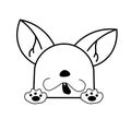 vector illustration of a cute dog\'s head design in black and white and faceless style..