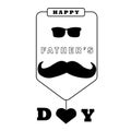 isolated father\'s day vector design illustration. badge, glasses and mustache in black. Royalty Free Stock Photo