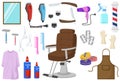 Set of hairdresser equipment on white background