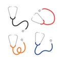 Stethoscope clipart cartoon style. Stethoscope or medical phonendoscope flat vector set illustration