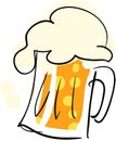 Refreshing Lager Beer in a Frothy Mug - Transparent Background, Hand draw Cartoon Clipart style