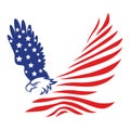 Happy Independence Day United States Of America. Eagle Symbol Logo Vector With USA Flag Motif