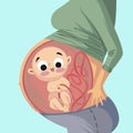 illustration for poster, banner, wallpaper, background, a pregnant woman carrying a baby in her stomach