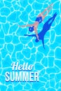 summer posters, banners and wallpapers. illustration of a person swimming in a swimming pool in the middle of a hot and sunny day