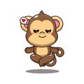 cute monkey doing meditation yoga cartoon vector illustration.