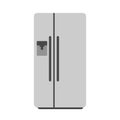 Refrigerator clipart vector illustration. Simple stainless steel fridge flat vector design. Modern side by side refrigerator icon Royalty Free Stock Photo