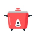 Rice cooker clipart vector illustration. Simple red electric cooker flat vector design. Modern rice electric cooker sign icon Royalty Free Stock Photo