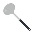 Metal ladle clipart vector illustration. Kitchen soup ladle with black plastic handle flat vector design. Soup ladle icon Royalty Free Stock Photo