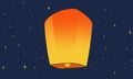 Flying sky lantern clipart. Sky lantern vector design illustration. Chinese lanterns, wish lantern, flying lantern cartoon vector Royalty Free Stock Photo