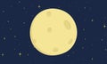 Full Moon vector design. Full Moon clipart cartoon style illustration on dark night starry sky background Royalty Free Stock Photo