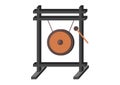 Metal gong vector design. Asian music instrument gong flat style vector illustration