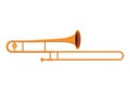Golden trombone vector design. Trombone flat style vector illustration isolated on white background Royalty Free Stock Photo
