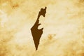 Brown map of Country Israel isolated on old paper grunge texture background - vector