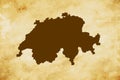 Brown map of Country Switzerland isolated on old paper grunge texture background - vector Royalty Free Stock Photo