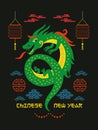 Green Dragon. Symbol of 2024. Year of the Dragon on the eastern calendar