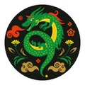Green Dragon. Symbol of 2024. Year of the Dragon on the eastern calendar