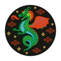 Green Dragon. Symbol of 2024. Year of the Dragon on the eastern calendar