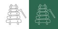 Xylophone line drawing cartoon style. Percussion instrument xylophone clipart drawing in linear style Royalty Free Stock Photo