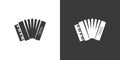 Accordion flat web icon. Accordion logo. Free reed aerophone instrument accordion sign silhouette solid black icon vector design