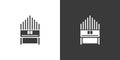 Pipe organ flat web icon. Pipe organ or church organ logo. Keyboard instrument pipe organ sign silhouette solid black vector Royalty Free Stock Photo