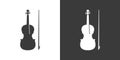 Violin flat web icon. Violin logo design. String instrument violin and bow sign silhouette solid black vector design Royalty Free Stock Photo