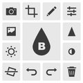 Blur icon vector design. Simple set of photo editor app icons silhouette, solid black icon. Phone application icons concept