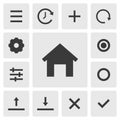 Home icon vector design. Simple set of smartphone app icons silhouette, solid black icon. Phone application icons concept Royalty Free Stock Photo