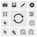 Switch camera icon vector design. Simple set of smartphone app icons silhouette, solid black icon. Phone application icons concept